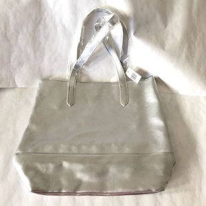 Silver metallic tote bag